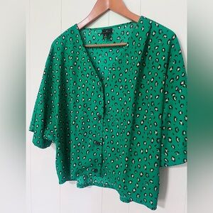 Worthington Green Animal Print Blouse